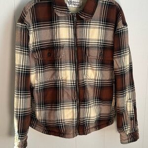 Alpine Design Brown and Cream Plaid Shirt Jacket  Women’s Size M